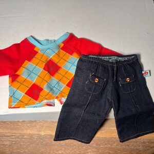 Bitty Twin Boy Plaid Outfit Top Pants